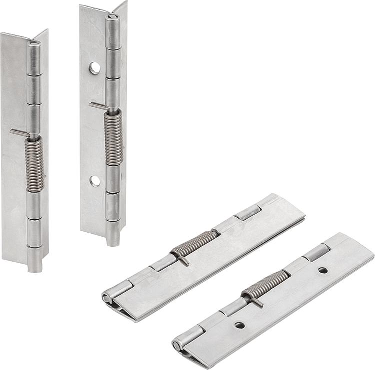 Spring hinges made of steel or stainless steel, 120 mm